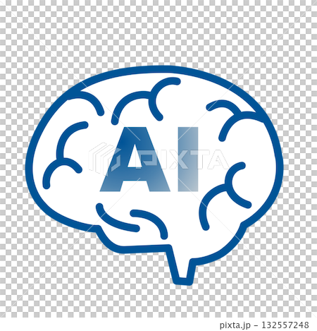 人工知能のイメージイラスト　シンプルなAIアイコン　シルエットデザイン　簡略 132557248