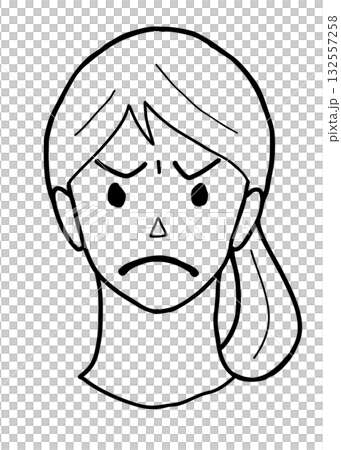 年輕女子臉部插畫 1 憤怒 年輕女子臉部插畫 1 憤怒 132557258
