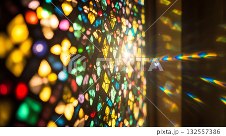 ステンドグラスと光の背景　AI画像 132557386