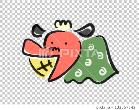 墨絵のかわいい笑顔の獅子舞 正月素材 手描き 墨絵のかわいい笑顔の獅子舞 正月素材 手描き 132557542