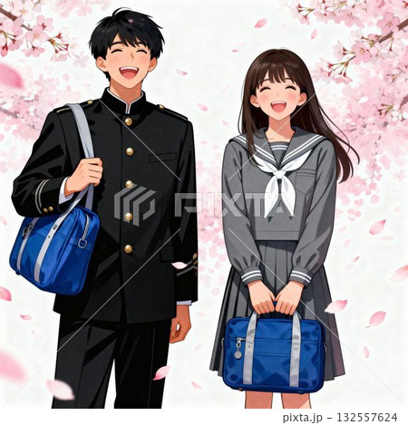 学生　卒業　入学　カラーイラスト 132557624