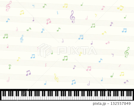 ピアノの鍵盤と音符と五線譜の壁紙 132557849