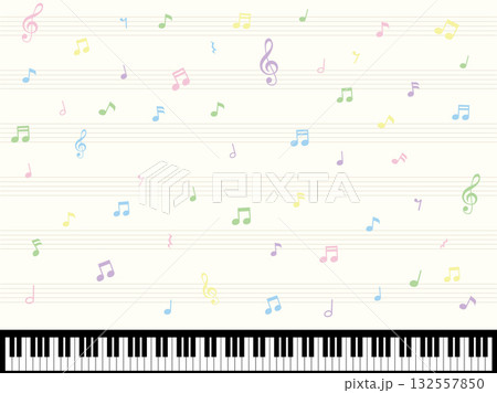 ピアノの鍵盤と音符と五線譜の壁紙 132557850