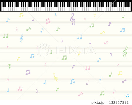 ピアノの鍵盤と音符と五線譜の壁紙 132557851