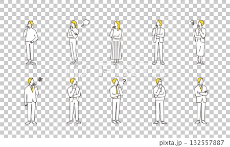 思考、陷入困境的商人的全身插圖集 132557887