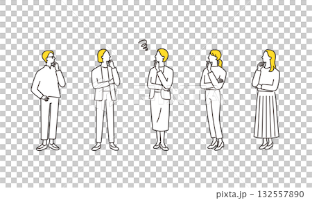 憂心忡忡的女性商業團隊的完整插圖集 132557890