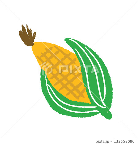 手描きの可愛いトウモロコシのイラスト 132558090
