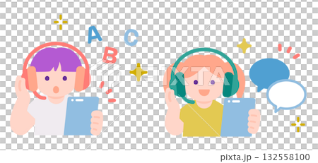 在家學習的孩子:用平板電腦享受音樂和英語學習的樂趣 在家學習的孩子:用平板電腦享受音樂和英語學習的樂趣 132558100