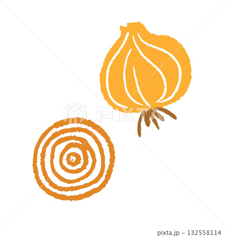 手描きの可愛い玉ねぎのイラスト 132558114