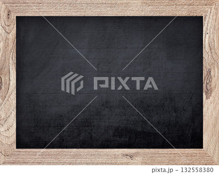 Empty Chalkboard with Beautiful Wooden Frame. 132558380