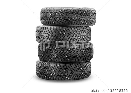 Winter tires stacked for sale, ideal for winter car maintenance and tire replacement needs in a tire shop or for personal use Winter tires stacked for sale, ideal for winter car maintenance and tire replacement needs in a tire shop or for personal use 132558533