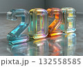 Glimmering numbers 2026 stand on a shiny floor, symbolizing the approaching New Year and Christmas festivities. The colorful glass shines brightly in anticipation of celebration. 132558585