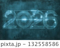 Glistening numbers 2026 shine brightly against a dark backdrop, symbolizing the excitement of the upcoming Christmas and New Year's Eve festivities. 132558586