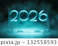 A festive scene highlights the year 2026, featuring shining numbers beautifully illuminated against a dark background, signaling the upcoming Christmas and New Year's Eve. 132558593