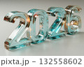 Bright and transparent glass numbers 2026 shine, capturing the spirit of the upcoming year during the Christmas and New Year's festivities. Their unique design adds elegance to the celebration. 132558602