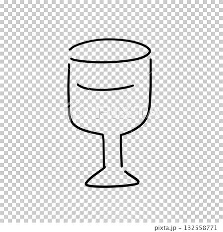 Simple glass line drawing illustration 132558771