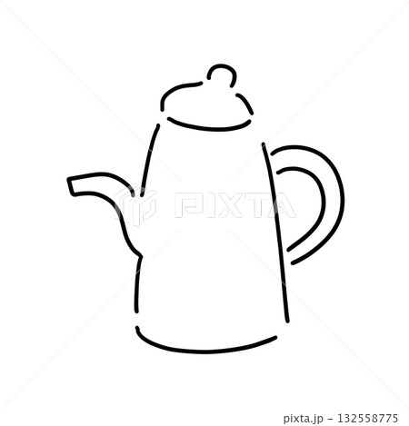 シンプルなケトルの線画イラスト シンプルなケトルの線画イラスト 132558775