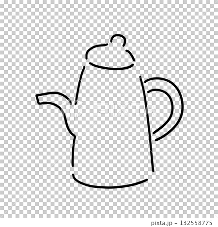 シンプルなケトルの線画イラスト シンプルなケトルの線画イラスト 132558775