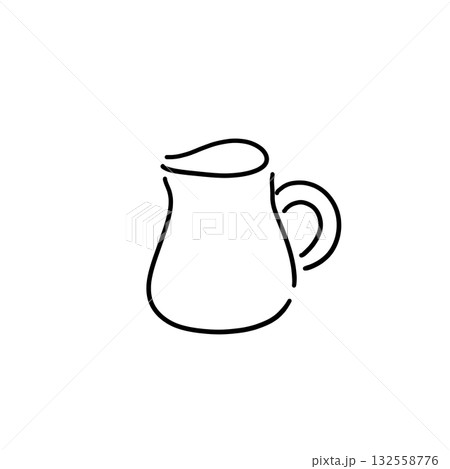 シンプルなミルクピッチャーの線画イラスト 132558776