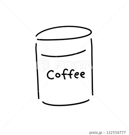 シンプルなコーヒーキャニスターの線画イラスト 132558777