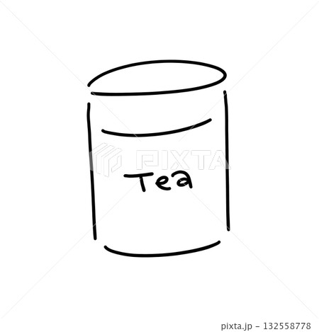 シンプルな紅茶缶の線画イラスト 132558778