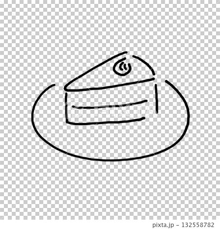 シンプルなケーキの線画イラスト シンプルなケーキの線画イラスト 132558782