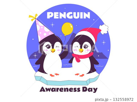 Penguin Awareness Day Vector Illustration on January 20, Featuring Penguins and an Iceberg to Promote Animal Conservation on a Flat Background Penguin Awareness Day Vector Illustration on January 20, Featuring Penguins and an Iceberg to Promote Animal Conservation on a Flat Background 132558972