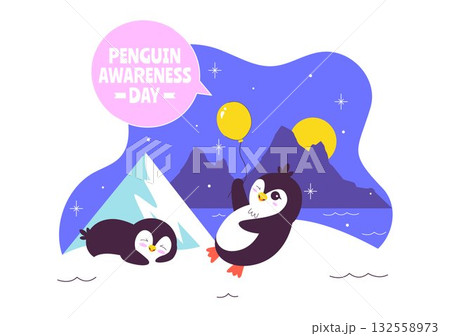 Penguin Awareness Day Vector Illustration on January 20, Featuring Penguins and an Iceberg to Promote Animal Conservation on a Flat Background Penguin Awareness Day Vector Illustration on January 20, Featuring Penguins and an Iceberg to Promote Animal Conservation on a Flat Background 132558973