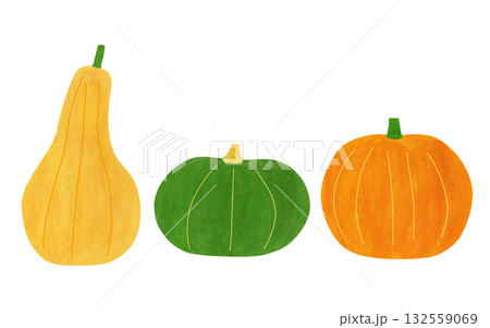 並んだ3色のカボチャ 132559069