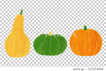 並んだ3色のカボチャ 132559069