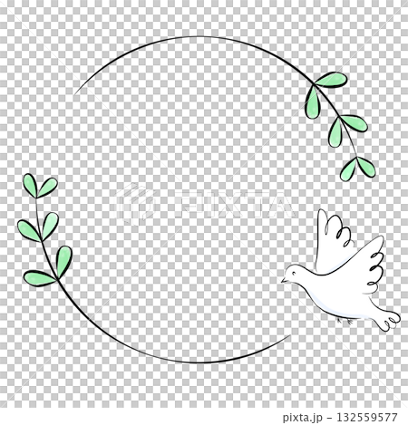 Dove and plant round frame 132559577