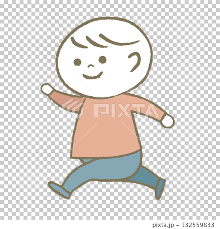 Happy child running pink 132559833
