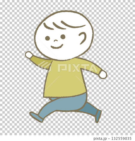 快樂的孩子跑黃色 132559835