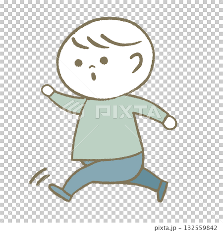 A child running in a good mood Light blue A child running in a good mood Light blue 132559842