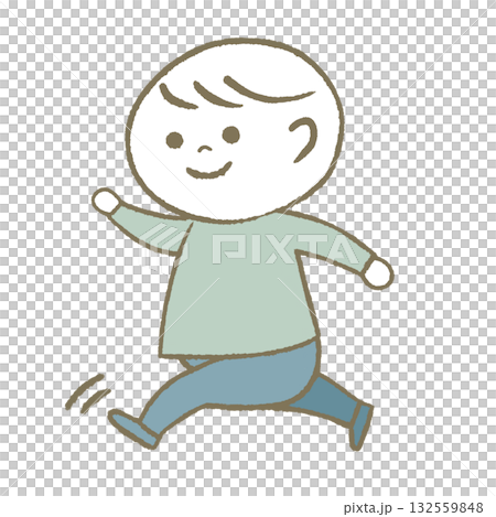 A child running in a good mood Light blue A child running in a good mood Light blue 132559848