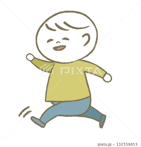 ご機嫌に走る子供　黄色 132559853