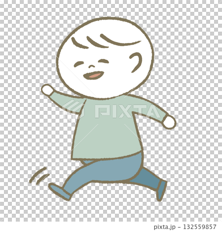 A child running in a good mood Light blue A child running in a good mood Light blue 132559857
