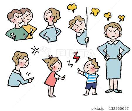 主婦の日常喜怒哀楽イラスト 132560097