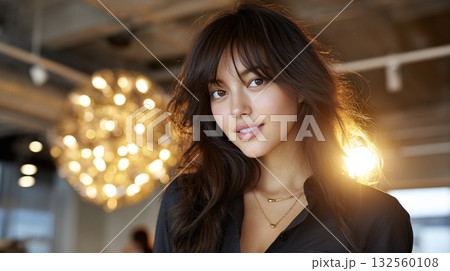 カフェの綺麗な女性 132560108