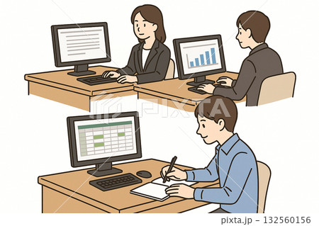 就労支援 パソコン作業 動画編集やWeb制作のイラスト 就労支援 パソコン作業 動画編集やWeb制作のイラスト 132560156