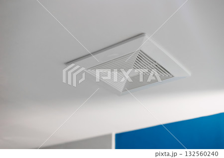 Restroom air ventilation. Toilet moisture ceiling ventilation fan duct in bathroom modern clean new 132560240