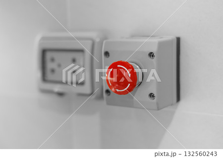 red emergency stop button, stop breaker pressing switch, urgent calling for help, stop loss concept. red emergency stop button, stop breaker pressing switch, urgent calling for help, stop loss concept. 132560243