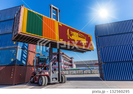 Products shipping cargo goods with Sri Lanka flag for import export business from Sri Lanka country 132560295