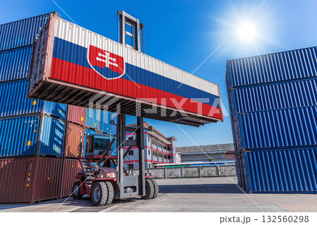 Products shipping cargo goods with Slovakia flag for import export business from Slovakia country 132560298