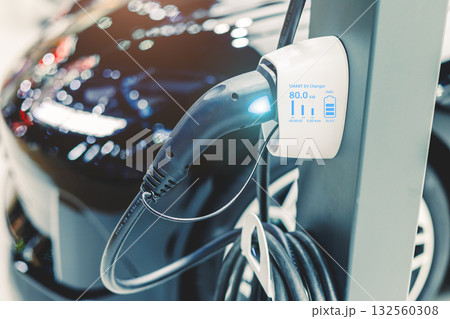 Smart EV car battery charger, Charging plug socket for electric vehicle charge with power monitor 132560308