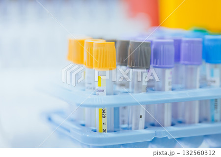 Vacutainer, blood collection tubes for hospital, healthcare, medicine science lab for background Vacutainer, blood collection tubes for hospital, healthcare, medicine science lab for background 132560312
