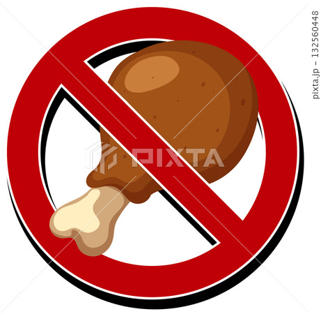 No Meat Allowed Sign with Chicken Drumstick Icon 132560448