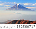白谷ヶ丸から山の端と中間の三つ峠山向こうに富士山 132560717