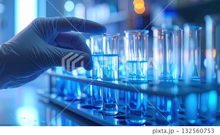 試験管を手に取り研究している様子　AI生成素材 132560753