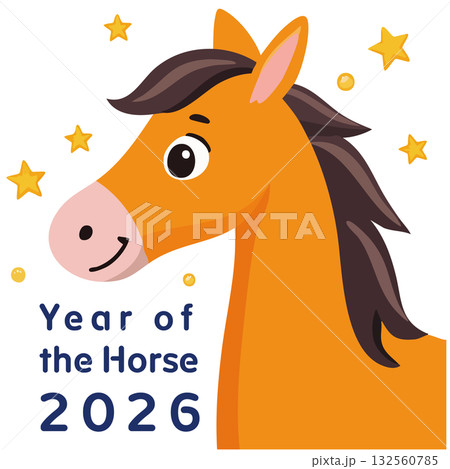 午年2026年ベクター - 年賀状グリーティングカードデザイン 午年2026年ベクター - 年賀状グリーティングカードデザイン 132560785